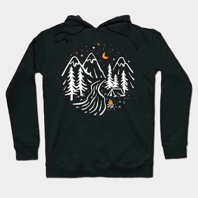 Wilderness Serenity: Campfire under the Stars Hoodie by ConnectingtoNature